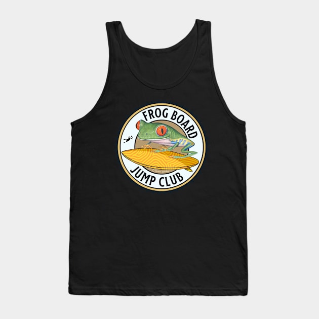 Funny Cute Red Eyed Tree Frog on Skateboard Tank Top by Danny Gordon Art